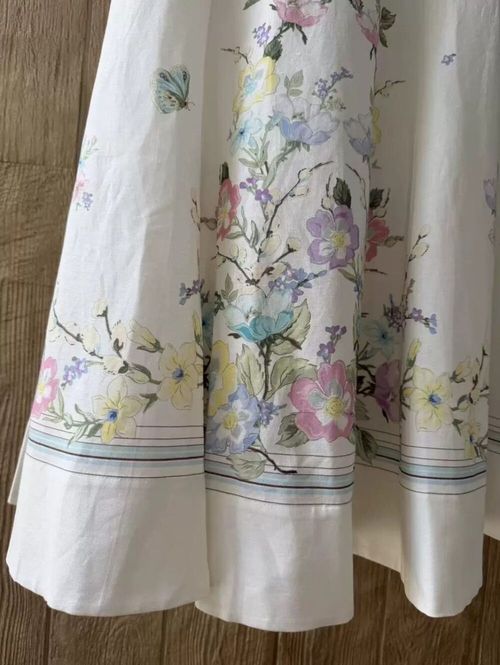 Self Portrait White Floral Linen Blend Midi Dress - Picture 9 of 11